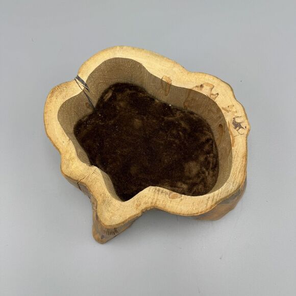 Vtg Hand Carved Tree Stump Trinket Box Removable Lid Mancave Cottagecore Deer - Picture 11 of 15